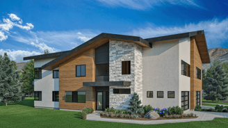 Exterior Rendering of a Luxury Duplex in Midway, Utah