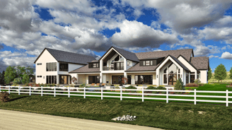 Back Exterior Rendering of a Large House in Idaho