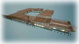 an artistic rendering of the framing system of an elementary school in California