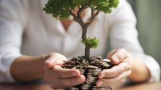A web page from Razorpay displaying marketing content about financial services. The page includes a 3D illustration of a cube surrounded by floating labels with financial terms like 'Virtual Account' and 'Vendor Payouts'. The text encourages business growth through automated financial solutions. Navigation links for various services are visible at the top.