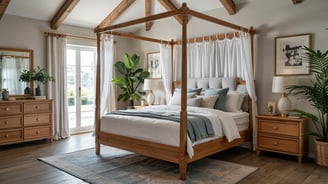 a bed with a canopy
