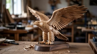 a statue of a bird with wings spread out