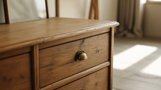 a dresser with a mirror