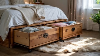 a bed with two drawers