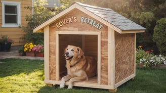 a dog house with a dog sitting in it