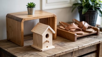 a birdhouse with a plant in a potted plant