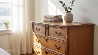 a dresser with towels on top