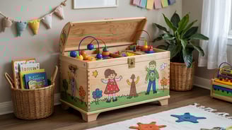 a wooden toy chest trunk