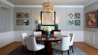 dining room with wall art