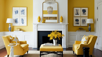 Yellow and White Hall Home Color Scheme