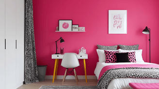 Fluorescent pink paint for walls