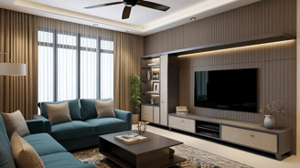 L-Shaped TV Unit Design For a Small Living Room