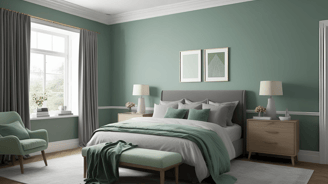Pistachio and Gray Color Combination for Home Bedroom