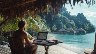 working remotely in exotic location