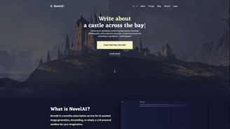 Screenshot of NovelAI homepage