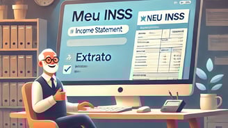 um senhor sentado a uma mesa observando seu extrato do imposto de renda no computador.