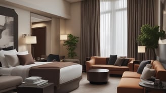 A neon sign with both English and Chinese characters illuminates against a dark background. The sign advertises a travel agency with services such as visa, tour, and ticket assistance. The surrounding area is dimly lit, with faint reflections visible.