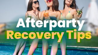 Three women poolside sipping cocktails and recovering after a party, symbolizing recovery tips for Vegas dayclub crawls.