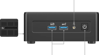 Geekom IT 15 Ulta 9 285H - Front Connectivity
