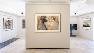 Interior view of Osner Gallery in Hout Bay, featuring original fine art photography and mixed media by Martin Osner.