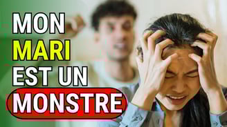 femme paniquée face à la violence de son mari