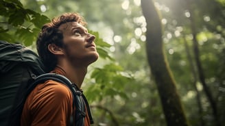 a man taking a hike in the nature parks of North America