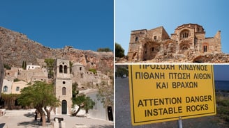 Vista da cidade antiga de Monemvasia.
