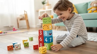 Un enfant joue avec des cubes