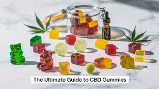 a glass jar with cbd gummies