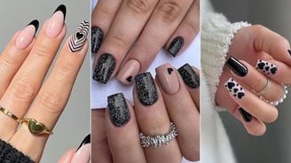 12 Diseños de uñas para San Valentín en color negro