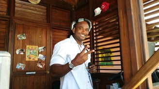 The DJ takes requests at the swim-up bar at Margaritaville on Grand Turk Island