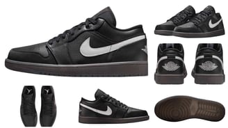 a collection of sneakers, Nike Air Jordan 1 low Black Dark Smole Grey