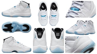 a collage of a variety of different of Air Jordan 11 Legend Blue GS