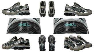 a collage of a variety of different  sneakers, Asics Gel-Kinetic Fluent