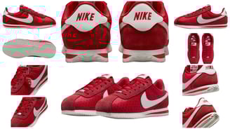 a collection of red sneakers, Nike Cortez GS Valentin's Day
