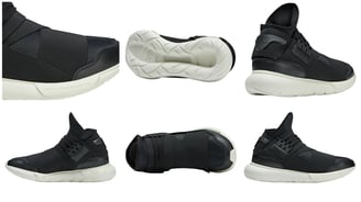 a collection of different sneakers black with off-white sole, adidas Y-3 Qasa.