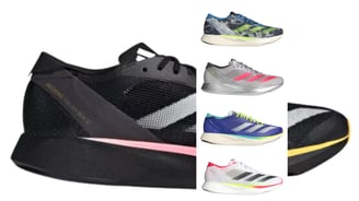 a pair of shoes with different colors of the same color adidas Adizero Takumi Sen 10