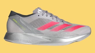 a pair of sneaker a pink, adidas Adizero Takumi Sen 10