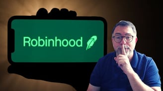 Robinhood investing green white logo with old white man