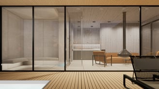 modernus interjeras su betono apdaila