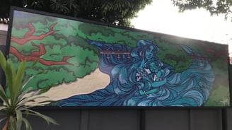 Obra de João Otávio Menezes na Calçada da Cultura em Barra do Garças.