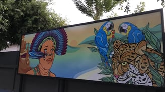 Painel de Pedro Carvalho na Calçada da Cultura em Barra do Garças.
