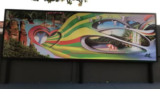 Painel de Genito Santos na Calçada da Cultura em Barra do Garças.