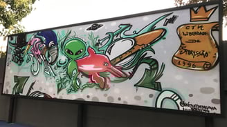 Arte de Wesley Brito apresentada na Calçada da Cultura em Barra do Garças.