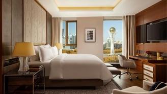 Interior of Ritz-Carlton Astana featuring art commissions by Lumai Studio