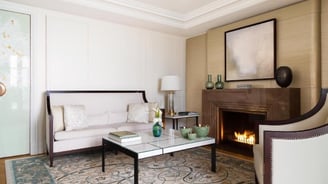 Textural fine art composition bespoke piece by Lumai Studio in private suite at The Woodward Geneva