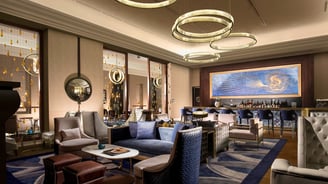 Hand-painted mural in bar interior created by Lumai Studio in collaboration with Celine Alexandre