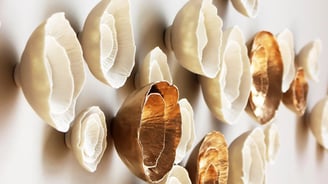 Textural ceramic art piece custom designed by Lumai Studio for Marrakesh luxury interior