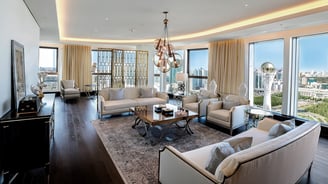 Interior of Ritz-Carlton Astana featuring art commissions by Lumai Studio