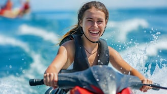 a woman riding a jet ski in Tenerife